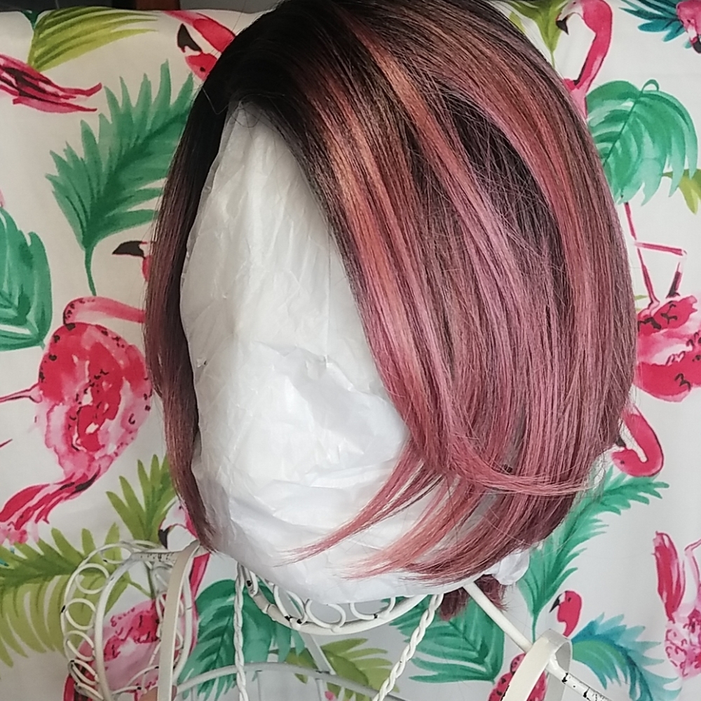 Rose pink wig